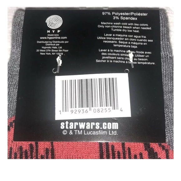 Star Wars Kylo & Stormtrooper Crew Socks 2 Pair Men 6-12 Black Red w Helmet Ren - Picture 4 of 8